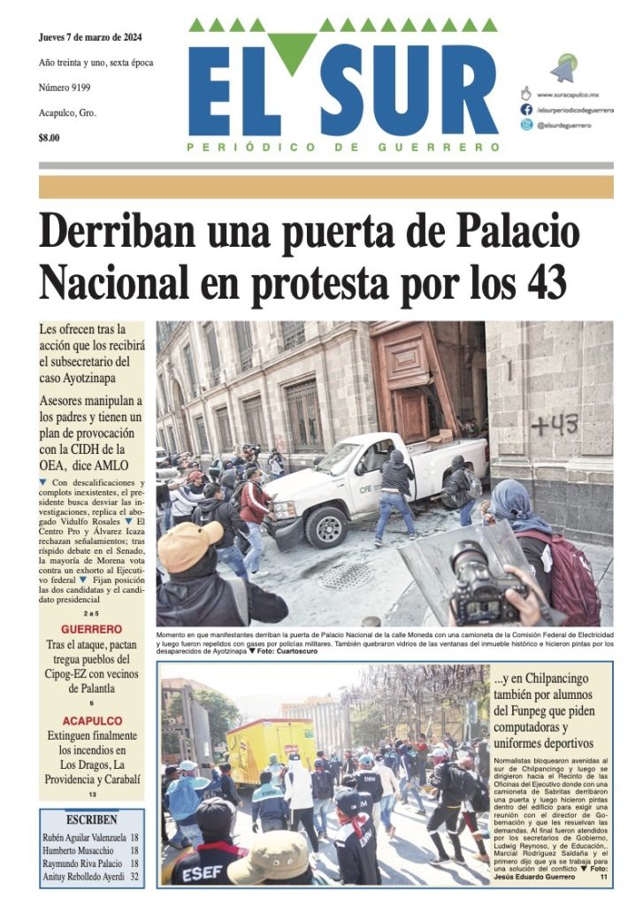 El Sur periódico de Guerrero portada de este jueves 7 de marzo de 2024 ...
